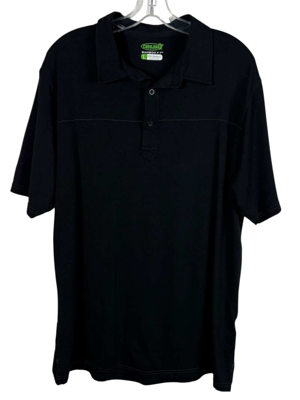Cariloha Bamboo Performance Fit Solid Black Short Sleeve Polo Shirt Breathable L
